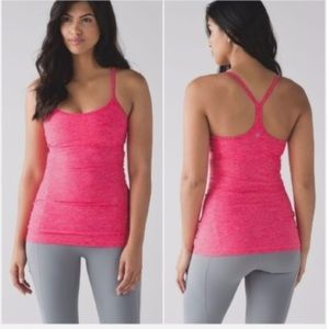 Lululemon athletica Power Y tank top in heathered neon pink. size 4